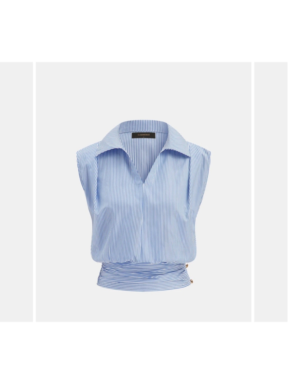 Commense Striped Collared Blouse Blue White Size S Old Money Capsule Minimalist